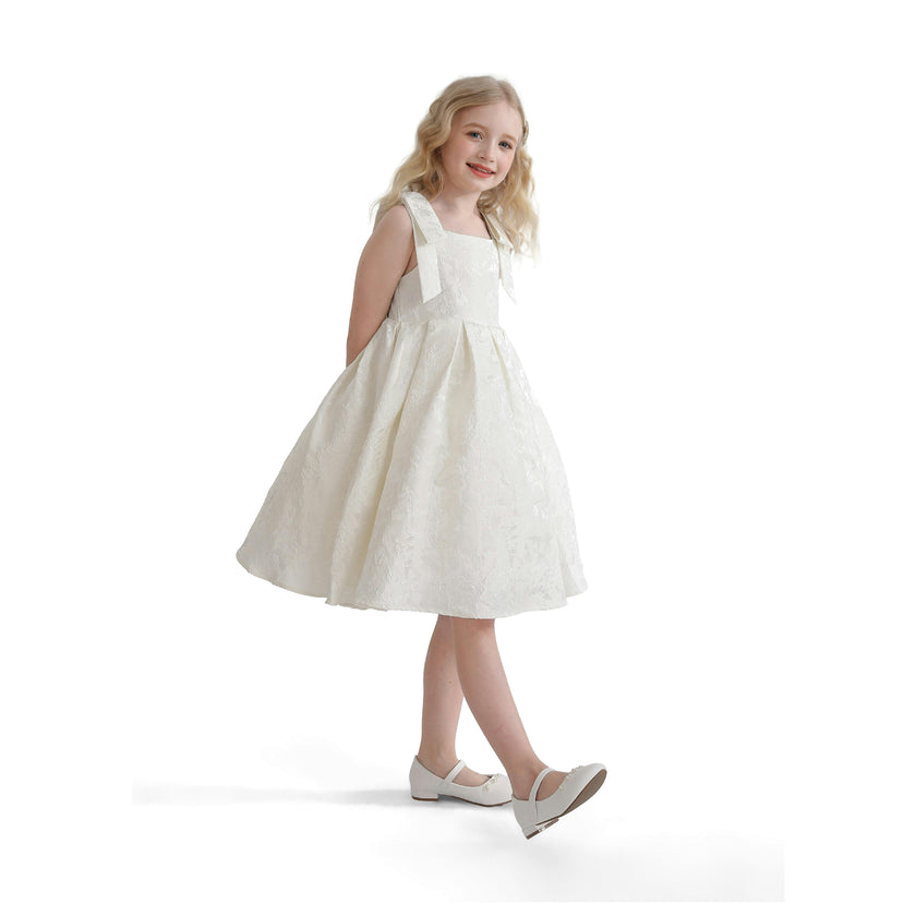 Ivory Marigold Bow Pleated Dress