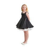 Black Lucienne Satin Bow Dress