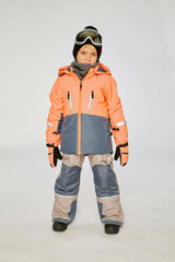 Two Piece Teknik Snowsuit Bright Orange Grey And Taupe