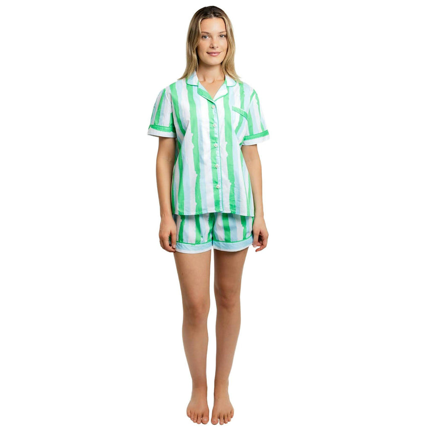 Women's Drawbertson Wild Stripes Short PJ Set - Organic Cotton Poplin
