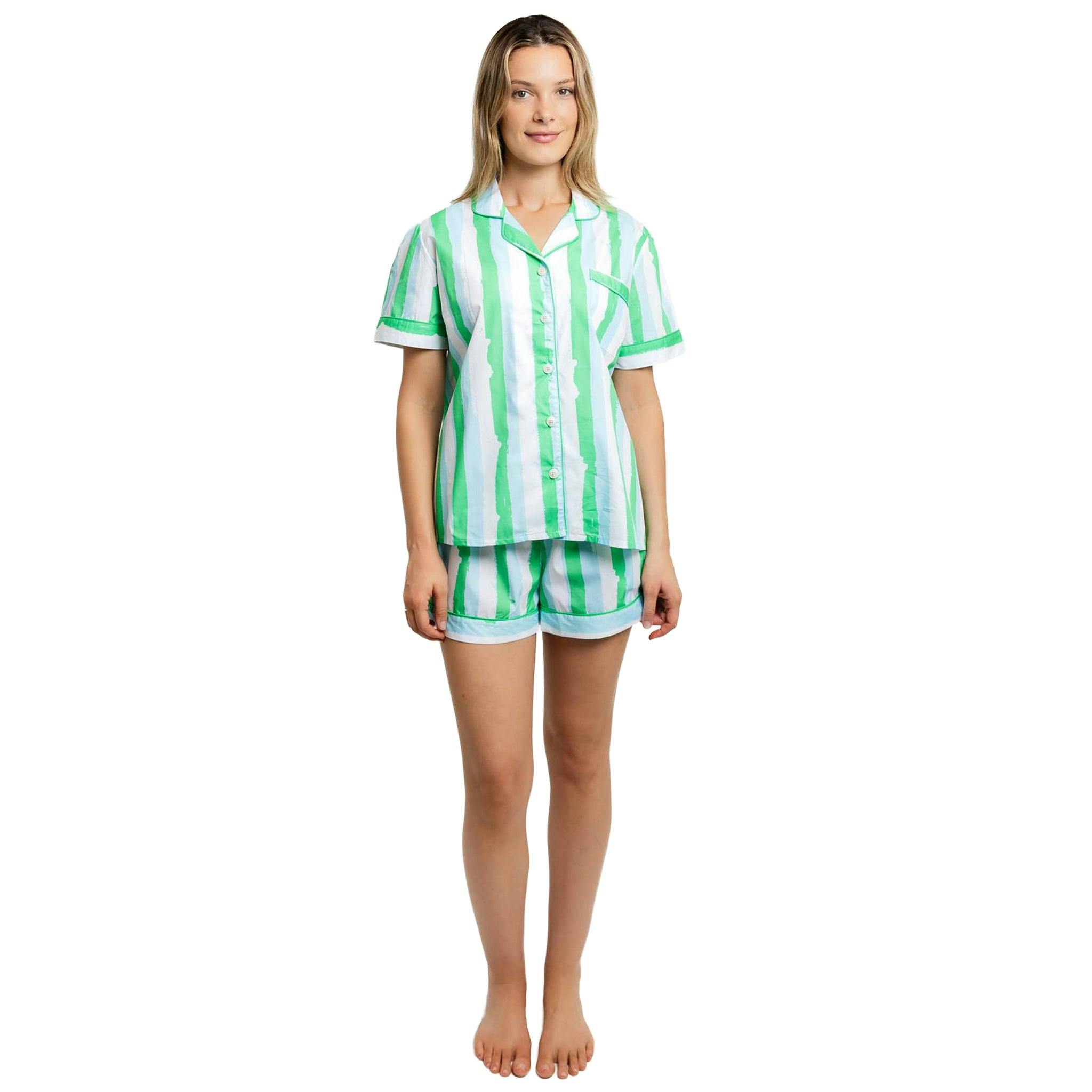 Women's Drawbertson Wild Stripes Short PJ Set - Organic Cotton Poplin