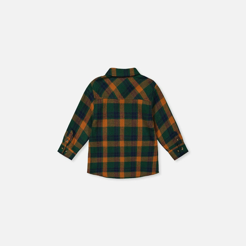 Baby Plaid Shirt Orange, Blue and Green