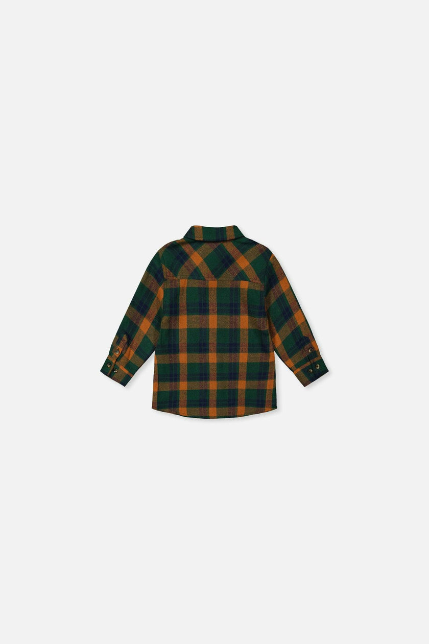 Baby Plaid Shirt Orange, Blue and Green