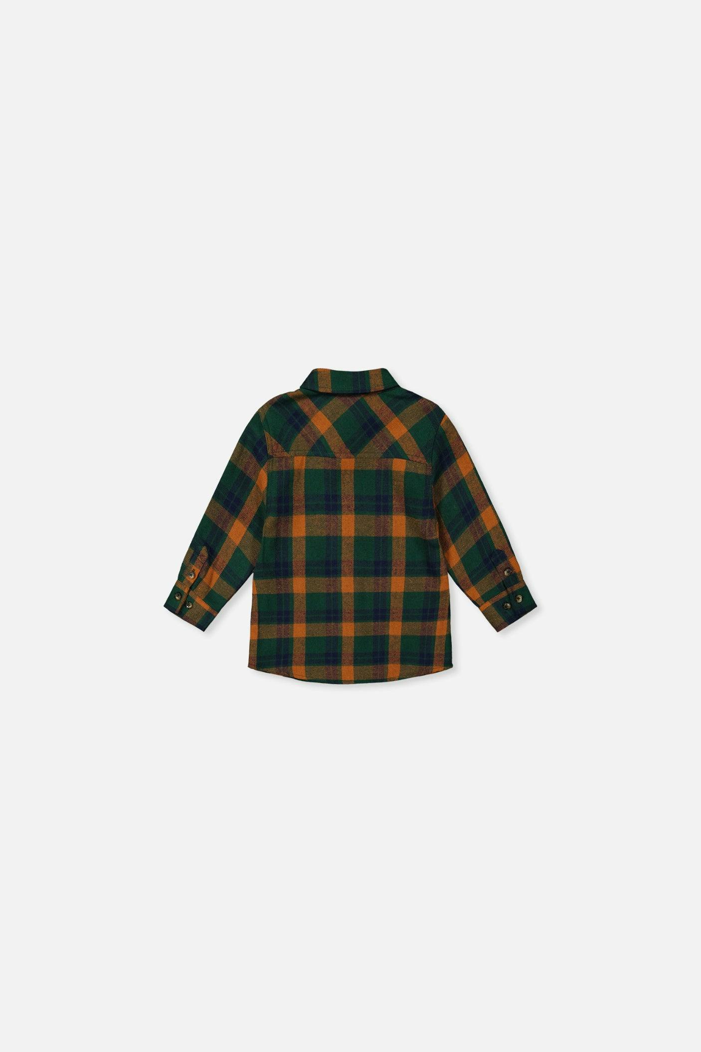 Baby Plaid Shirt Orange, Blue and Green