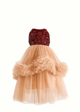 Peach Tulle Pom-Pom Dress
