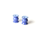 Iris Blue Small Knob Candle Holder with Ruffle