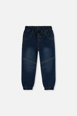 French Terry Denim Jogger Pants Navy Blue