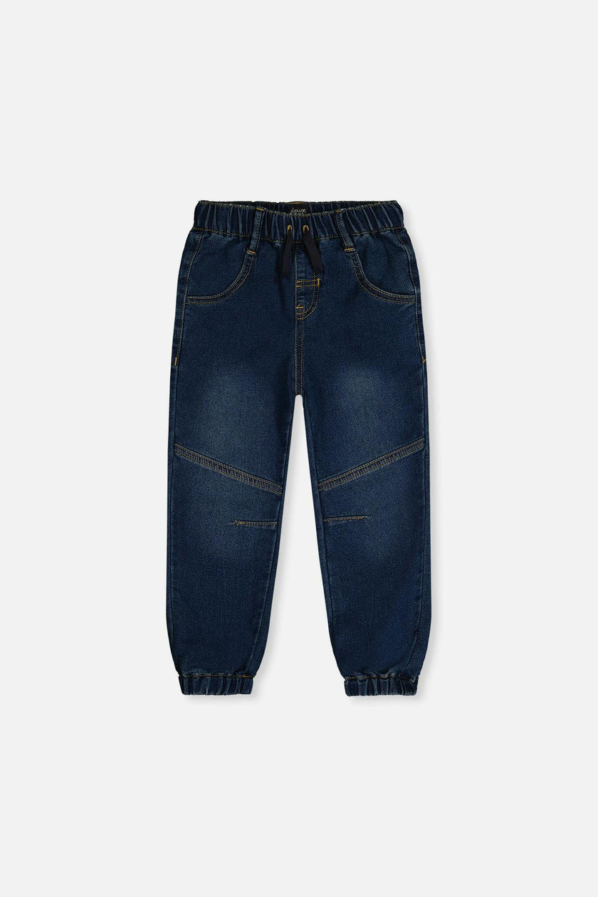 French Terry Denim Jogger Pants Navy Blue