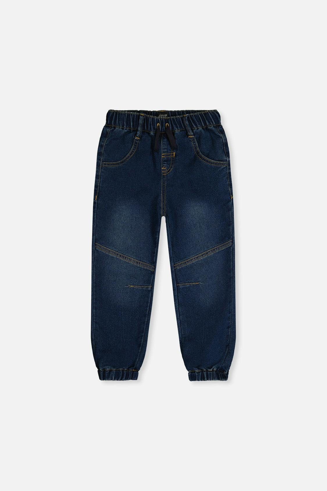 French Terry Denim Jogger Pants Navy Blue
