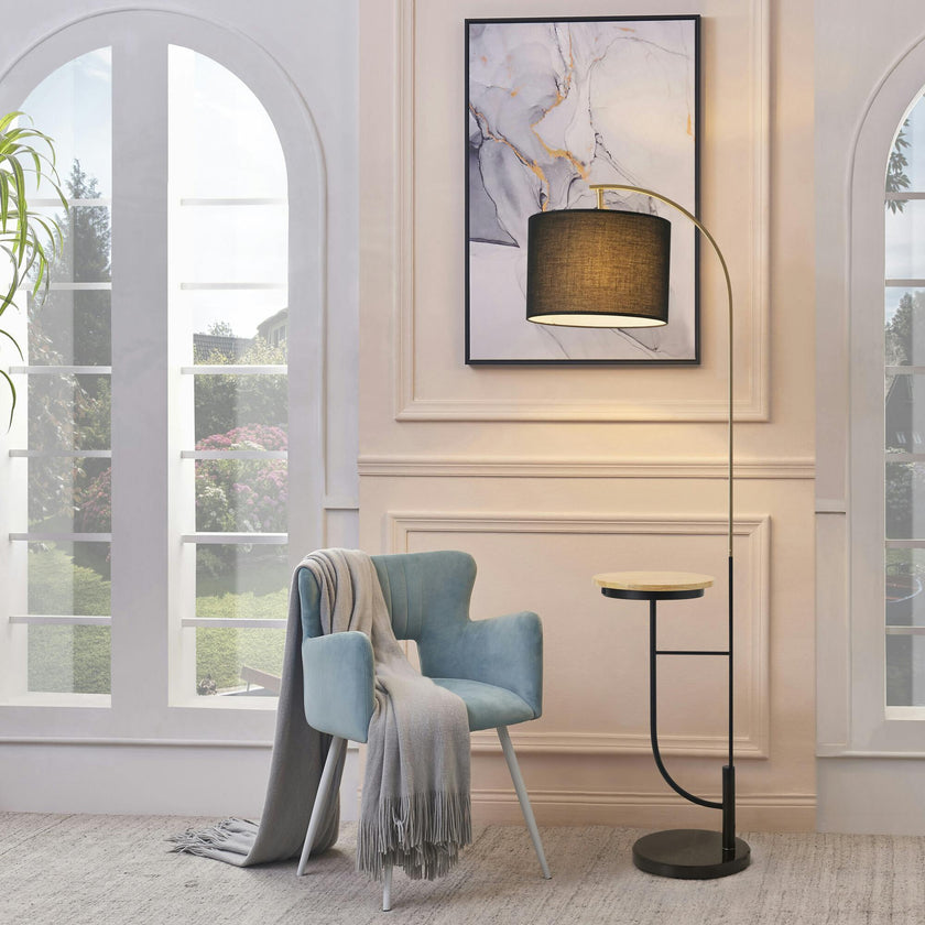 Danna 65" Modern Metal Arc Floor Lamp with Table and USB Port