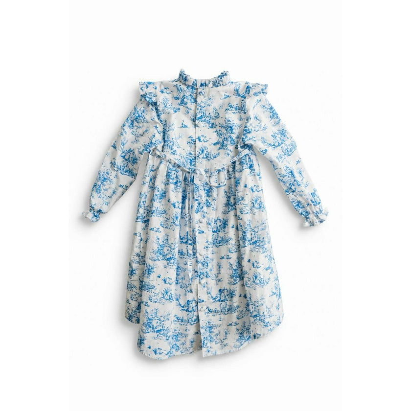 Aoki Blue Toile Dress| Long Sleeve