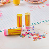 Packed Party A Lesson in Fun Pencil Confetti Poppers Set of 4 – Pink White and Gold Confetti Back to School Party Poppers, 1.5x4 Inch