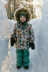 Two Piece Discover Snowsuit Beige Printed with Dogs