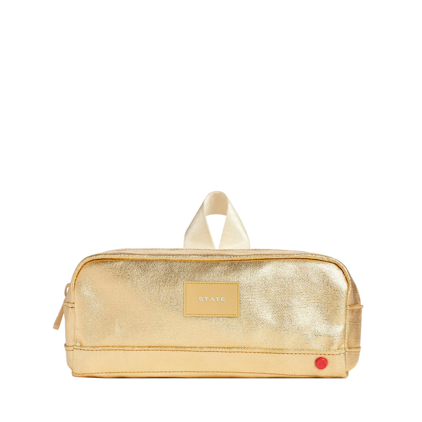 Clinton Pencil Case, Metallic Gold