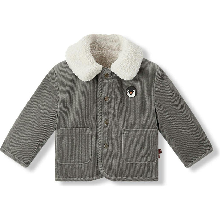 Grey Corduroy Sherpa Reversible Jacket