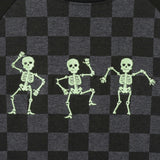 Boys Raglan Graphic Tee | Glow Dancing Skeletons - Black