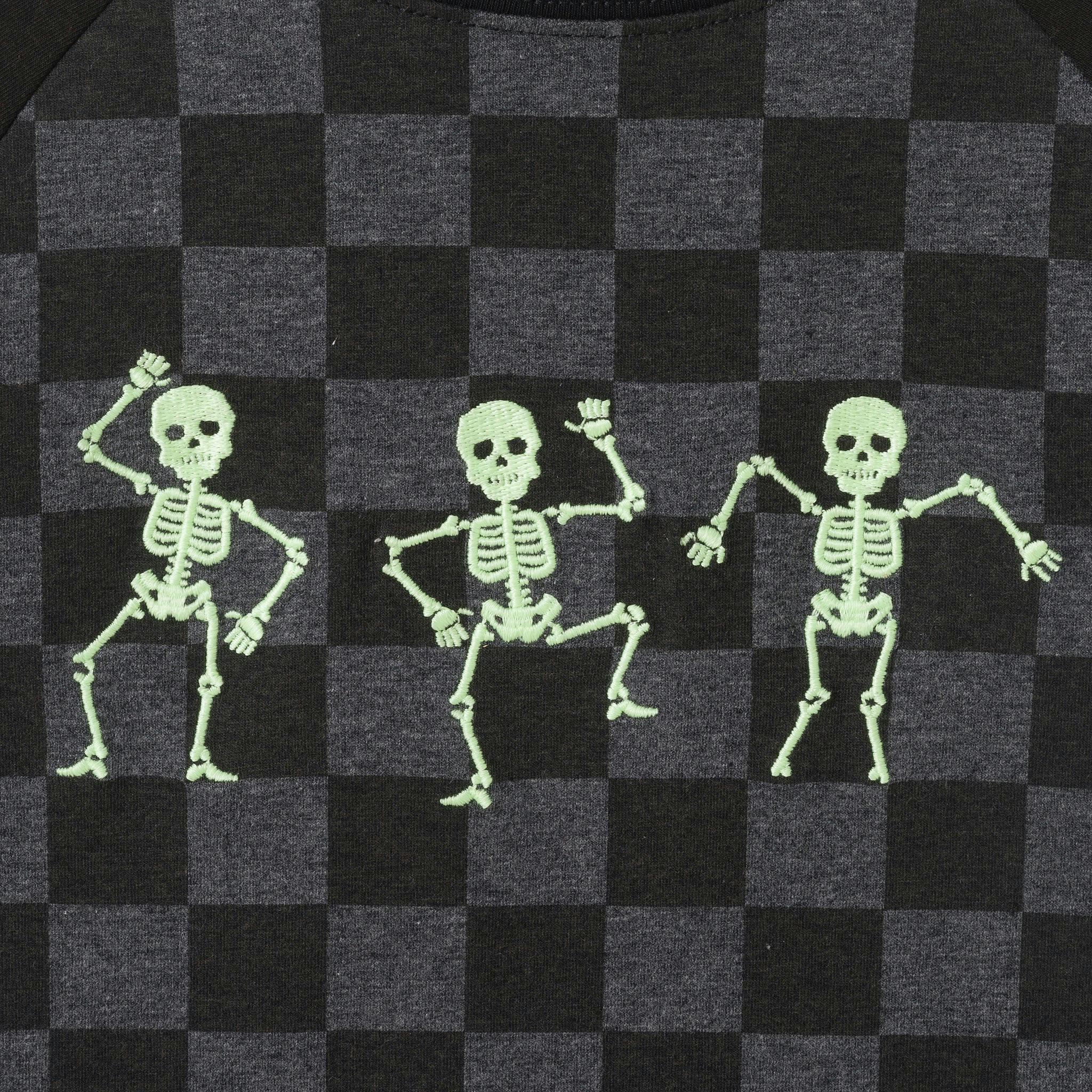 Boys Raglan Graphic Tee | Glow Dancing Skeletons - Black