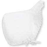Brimmed Linen Baby Bonnet, White