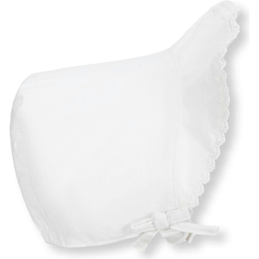 Brimmed Linen Baby Bonnet, White