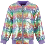 Rainbow Sequin Stripe Bomber