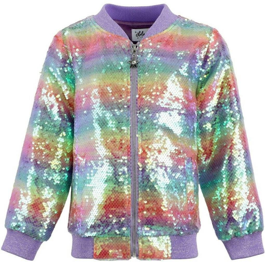 Rainbow Sequin Stripe Bomber