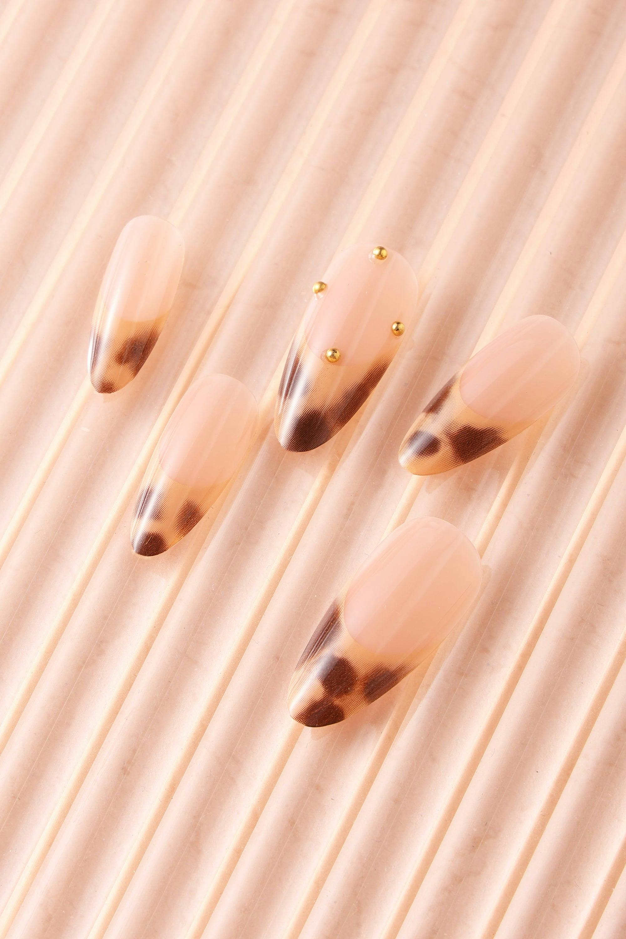 French Leopard  - French Tip Press On Nails