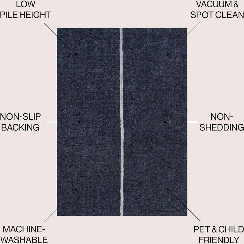 Linja Solid Centre Stripe Machine-washable Area Rug