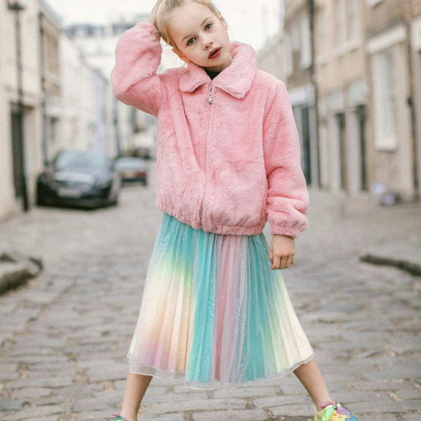 Rainbow Faux Fur Coat