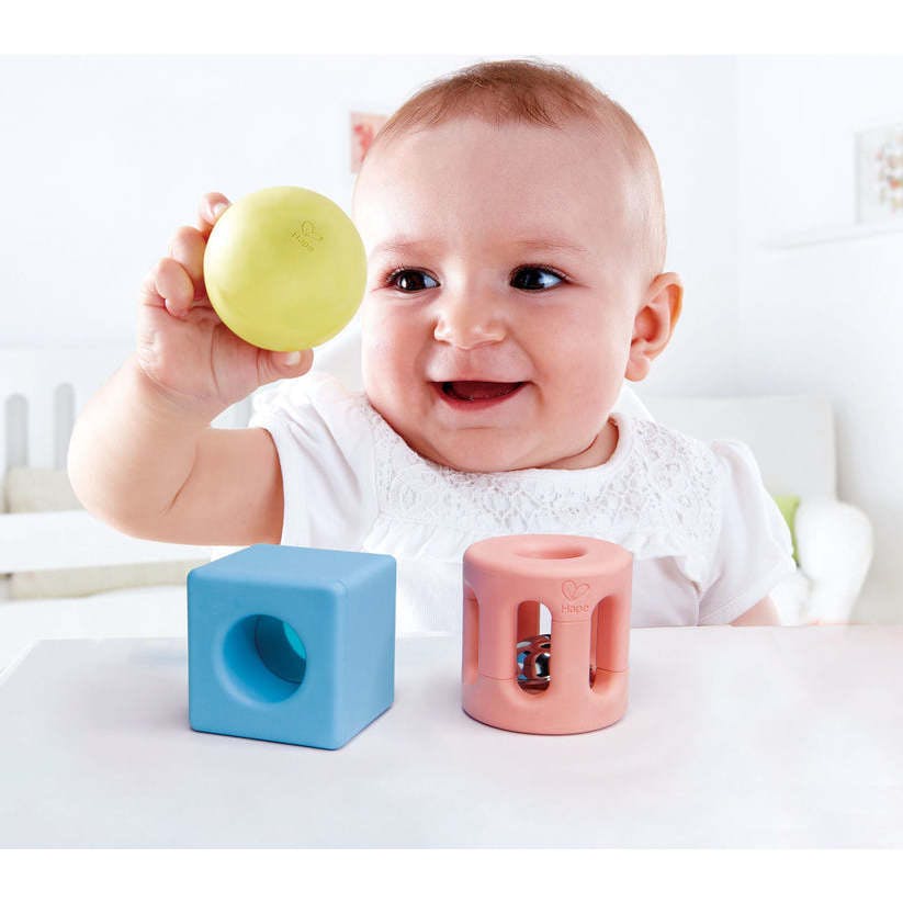 Hape: Geometric Rattle Trio - 3pc Teething & Shake Toy