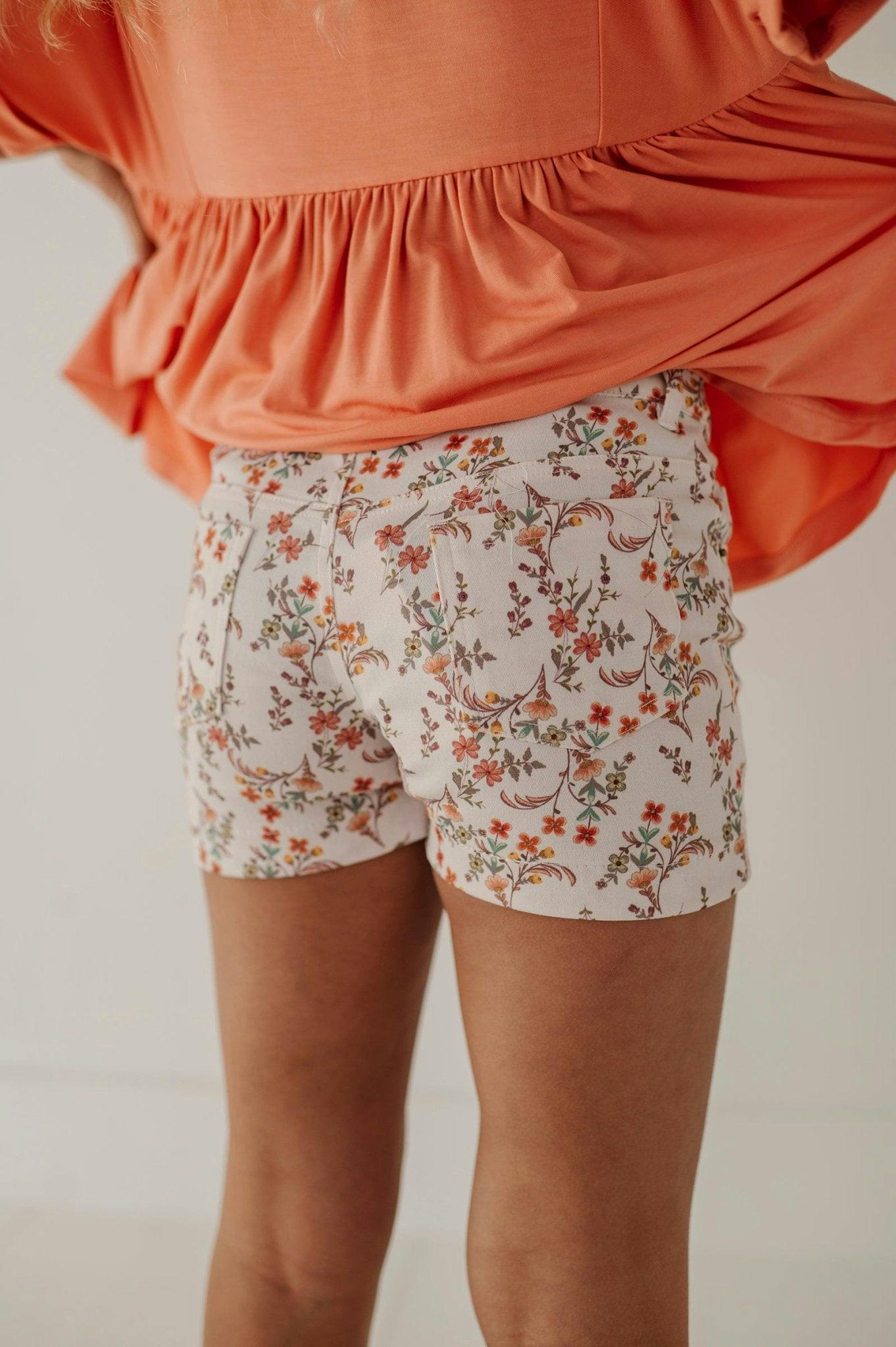 Girl's Printed Twill Shorts Ebba Viney Floral