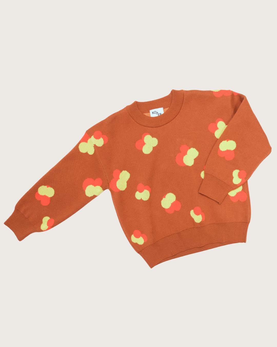 Kids Fynn Brown Jacquard Knit Jumper