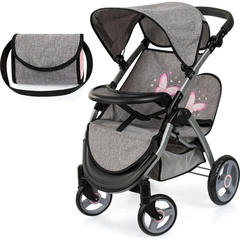 Bayer Design Dolls: Twin Star Stroller - Grey