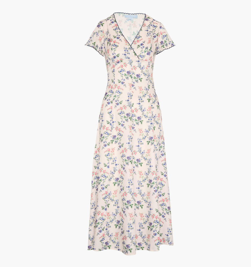 The Brie Dress - Scallop Bow Chintz Pink