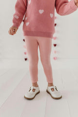Girls Basic Leggings in Cherry Hearts