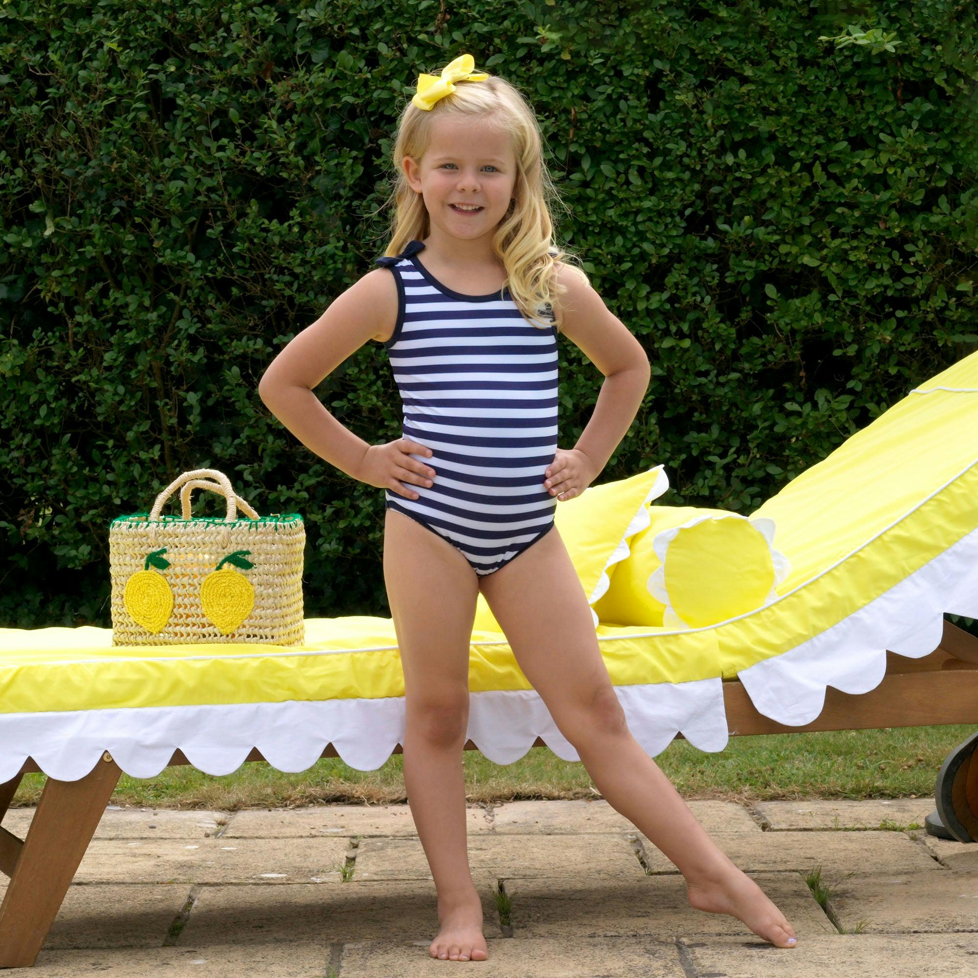 Lemon Embroidered Straw Beach Bag