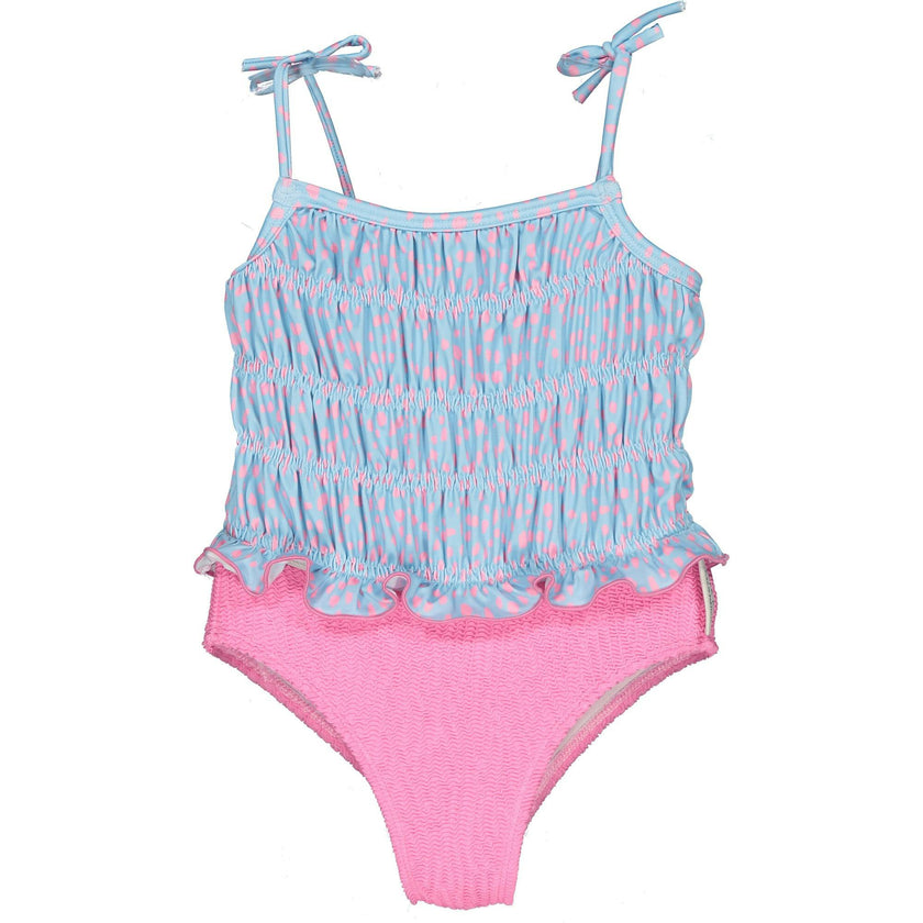 Pink Dots Smocked Swimsuit, Dots