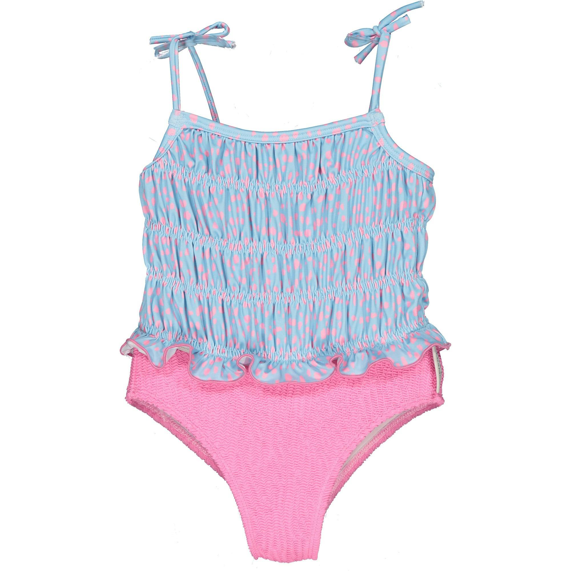 Pink Dots Smocked Swimsuit, Dots