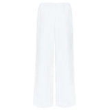 women's white scalloped linen beach pant