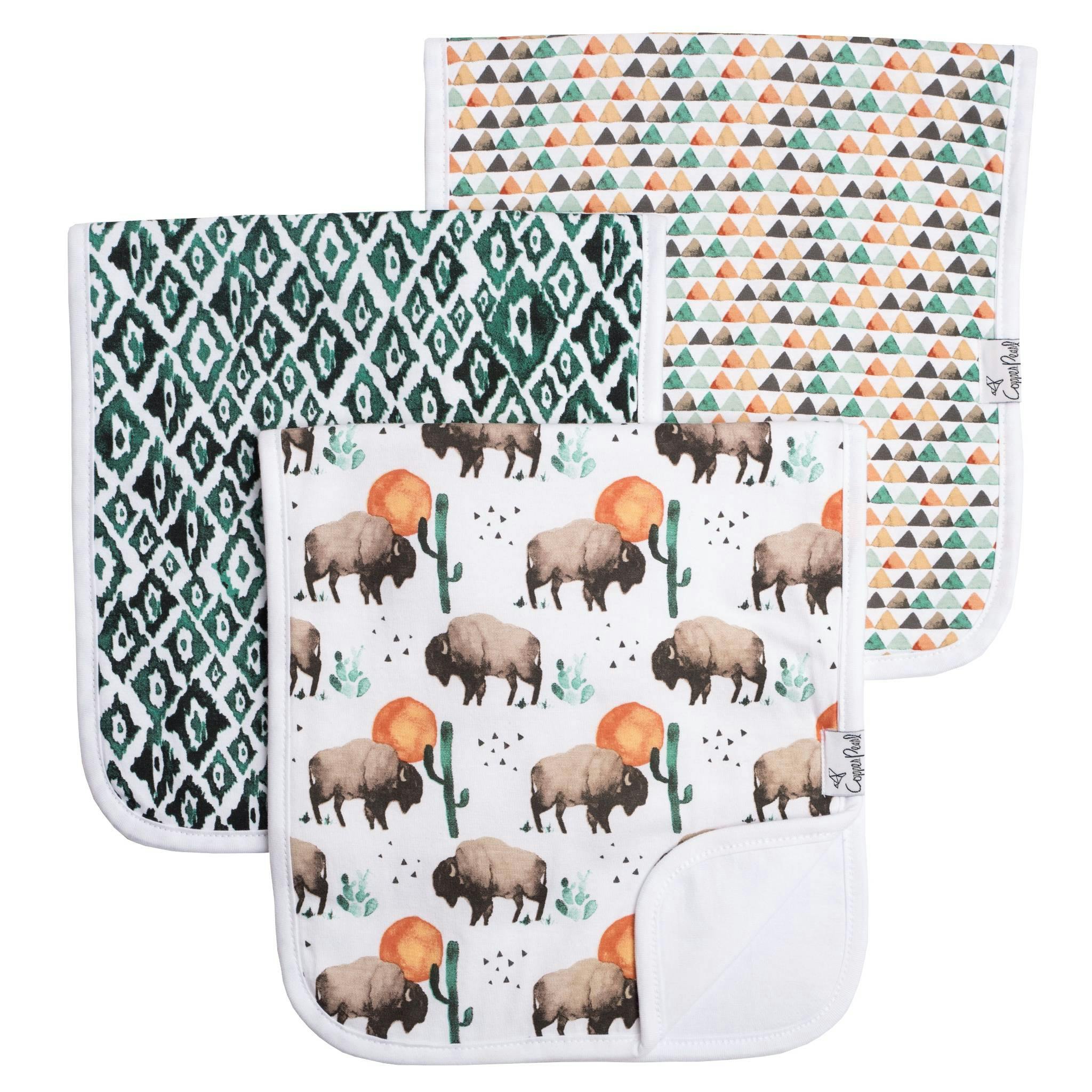 3 Pack Premium Burp Cloths - Bison