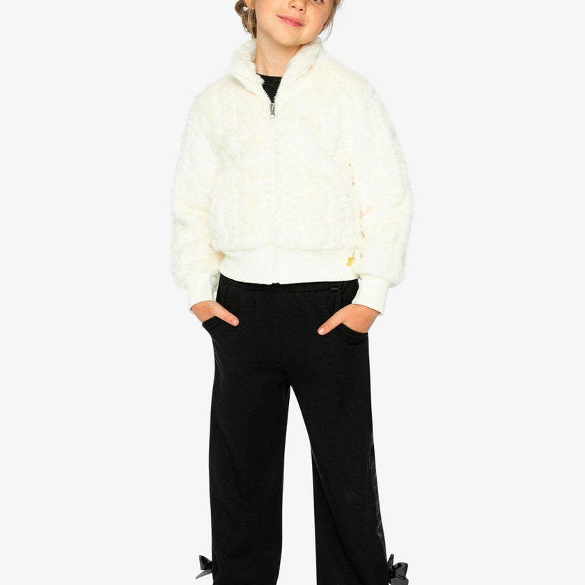 Faux Fur Jacquard Jacket Beige