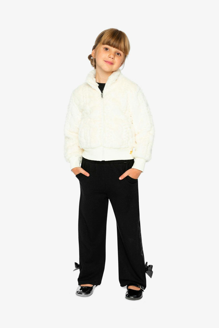 Faux Fur Jacquard Jacket Beige