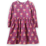 Girls' Long Sleeve Dress with Floral Motif