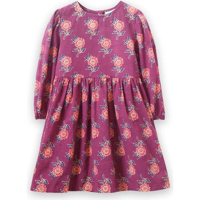 Girls' Long Sleeve Dress with Floral Motif