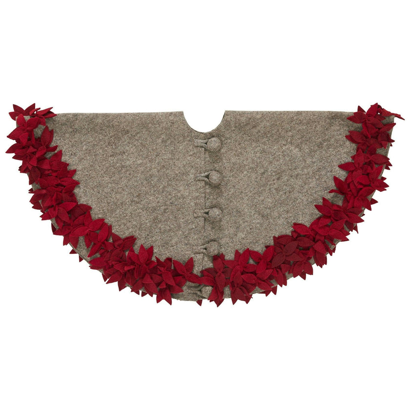 Handmade Overlapping Flowers Christmas Tree Skirt - Natural Red-64"