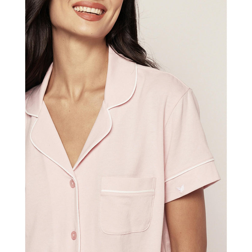 Women's Pima Short Sleeve Short Set in Pink