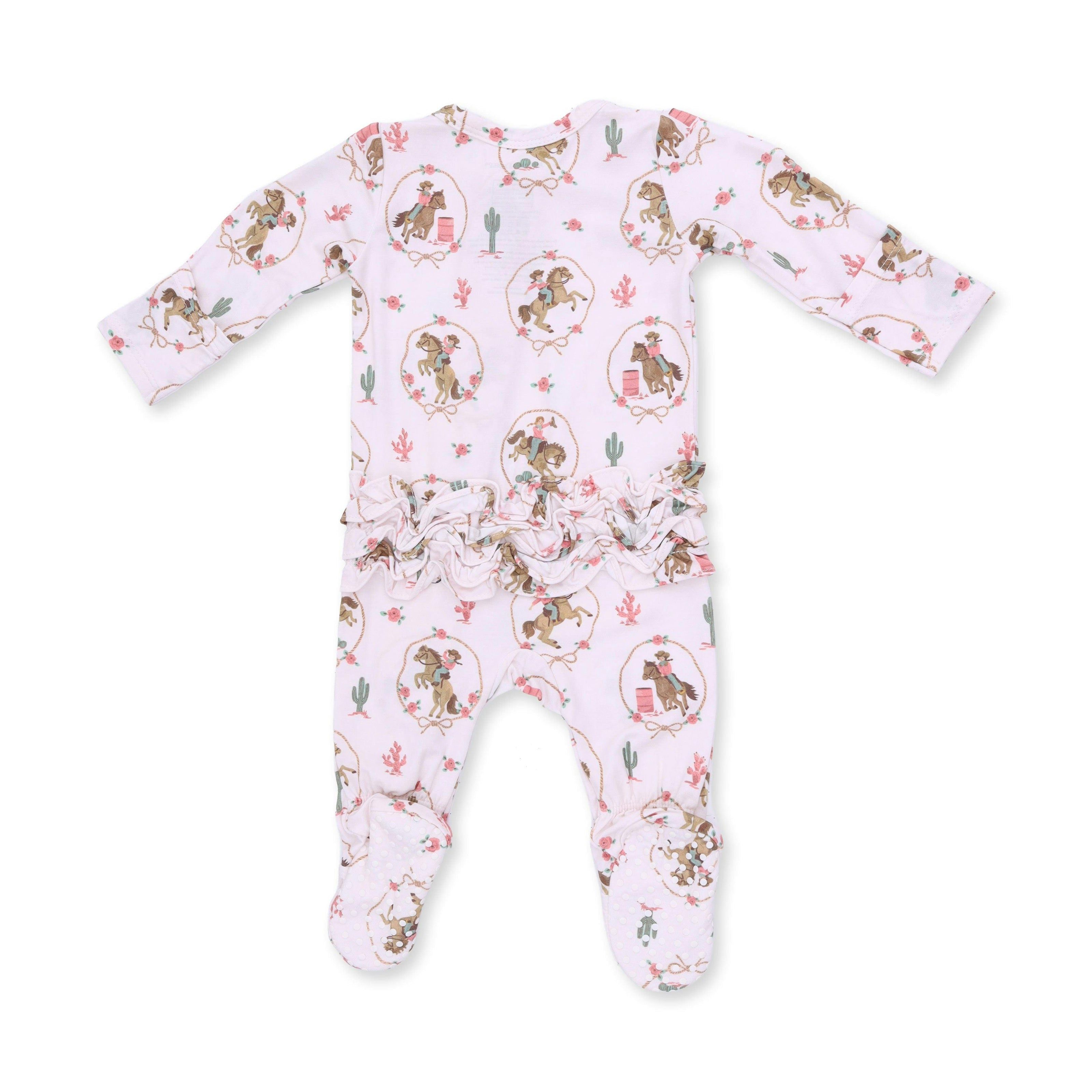 Cowgirl Cameos - 2 Way Ruffle Back Zipper Footie