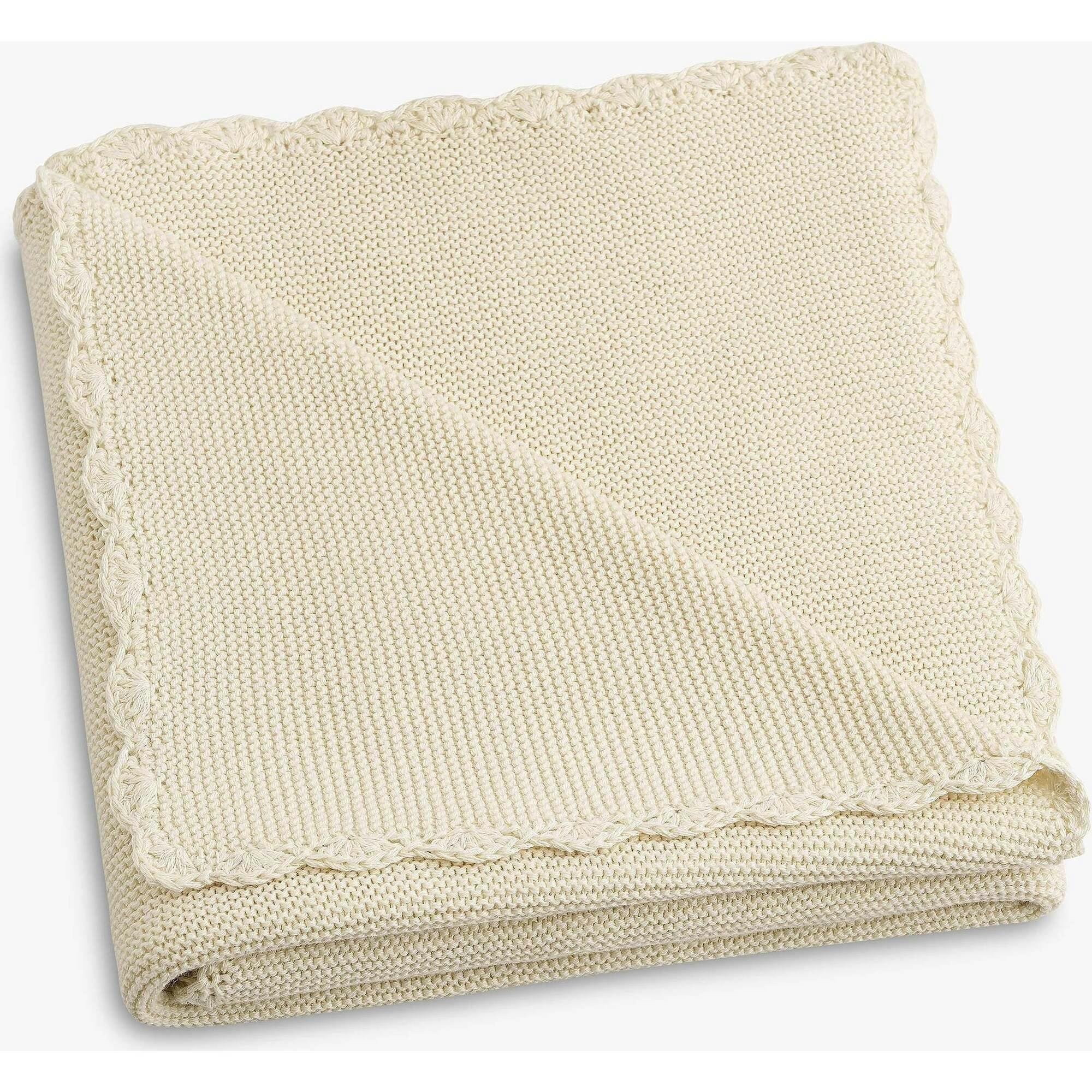 Cotton Knit Blanket, White