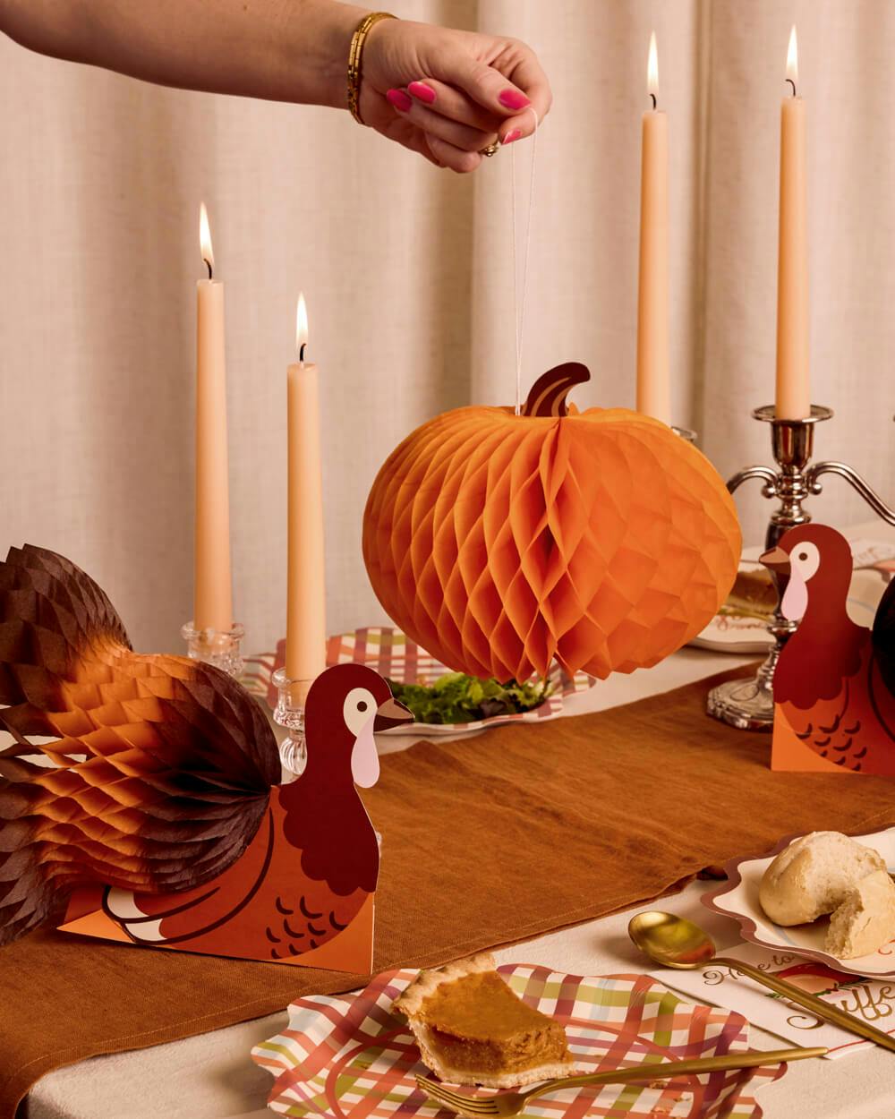 Turkey + Pumpkin Accordions - 4pc fall decor set