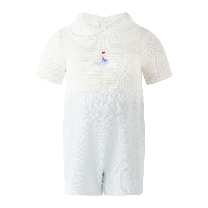 Pima Sailboat Embroidered Babysuit