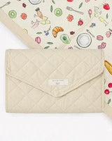 Cream Quilted Fold Up Picnic Blanket with Floral Picnic Print